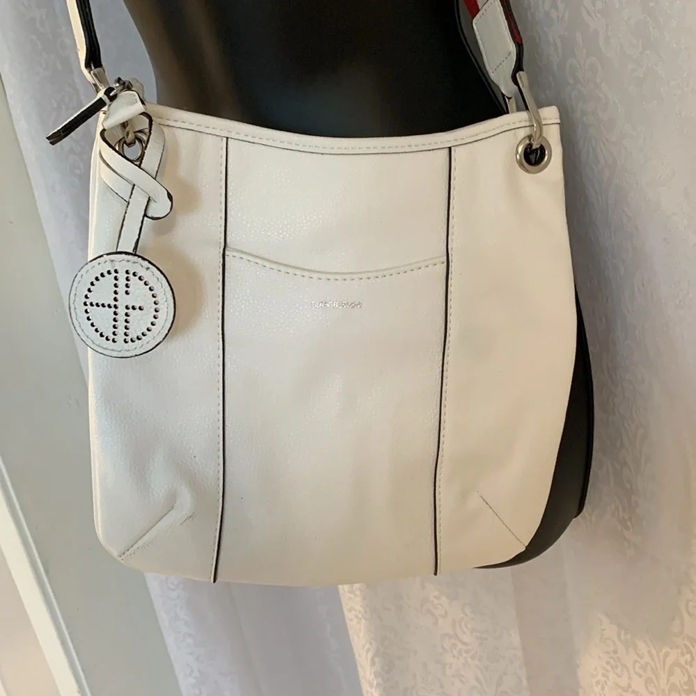 GIANI BERNINI White Crossbody Bag with Silver Hardware